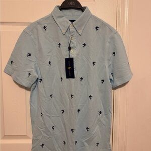 Ralph Lauren Polo Sky Blue Men's Shirt with Bird Pattern Size M